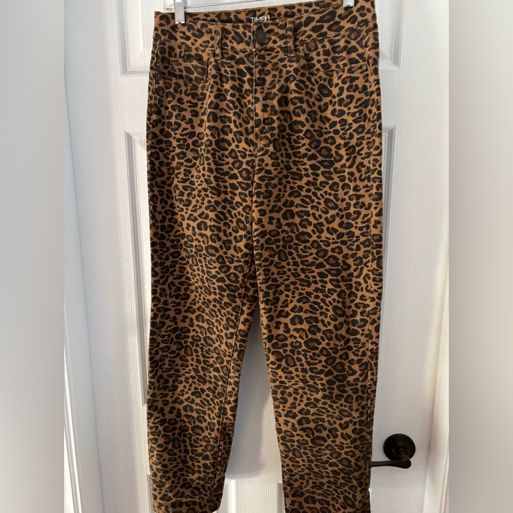 Leopard straight leg jeans 8